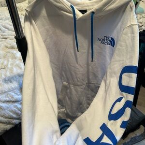 The North Face White and Blue Sweatshirt